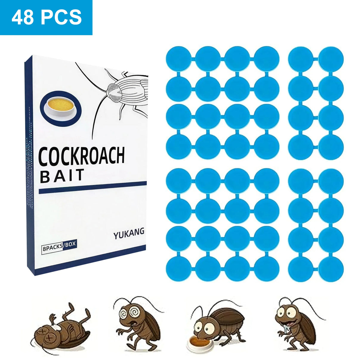 48 Pcs Roach Bait Killer Station Natural Insect Repellent Strong Cleaning Effect Long Lasting Easy to Use - Grab & Glow