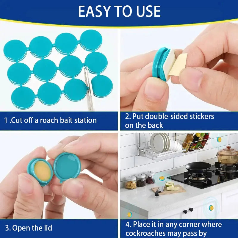 48 Pcs Roach Bait Killer Station Natural Insect Repellent Strong Cleaning Effect Long Lasting Easy to Use - Grab & Glow