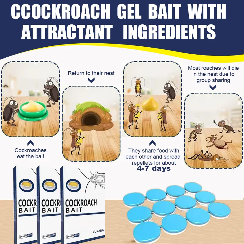48 Pcs Roach Bait Killer Station Natural Insect Repellent Strong Cleaning Effect Long Lasting Easy to Use - Grab & Glow