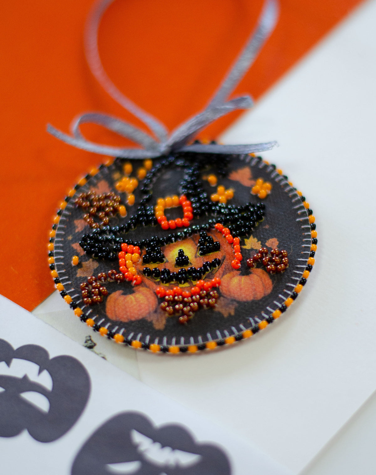 Festive Halloween Mini Bead Embroidery Decoration Kit by Abris Art ABT-039 - Grab & Glow