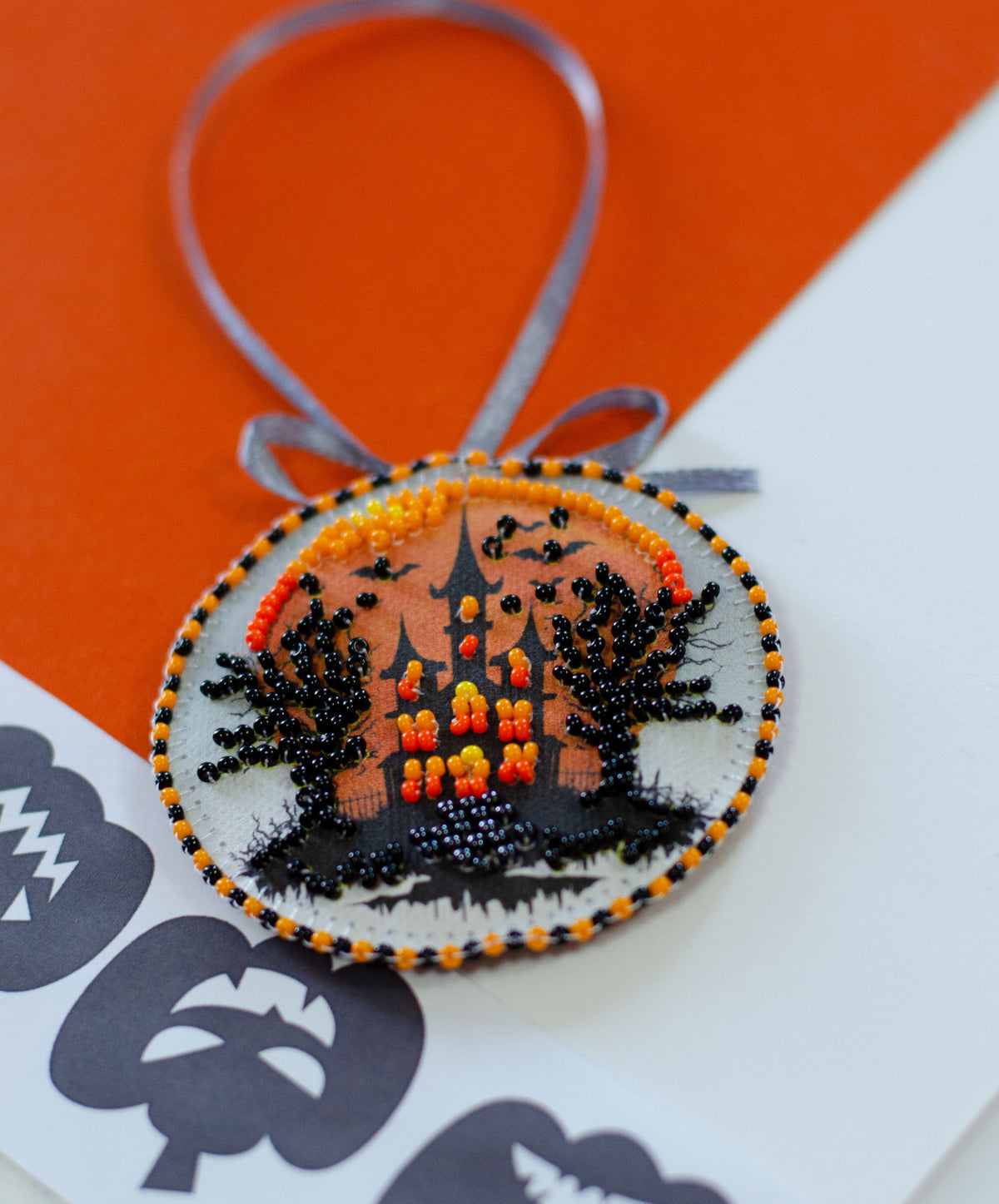 Festive Halloween Mini Bead Embroidery Decoration Kit by Abris Art ABT-039 - Grab & Glow