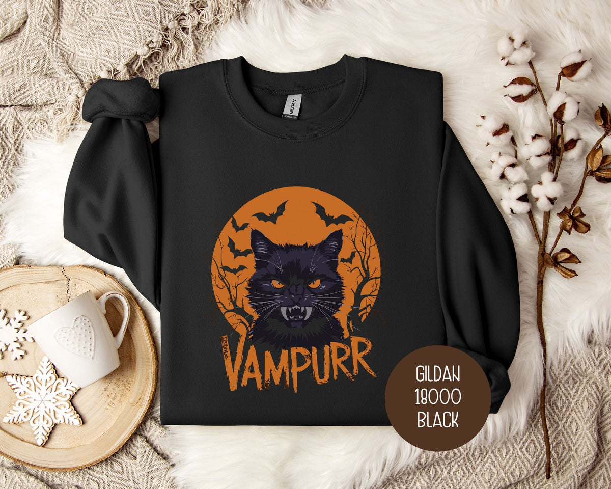 Vampurr Cat Halloween Sweatshirt - Grab & Glow
