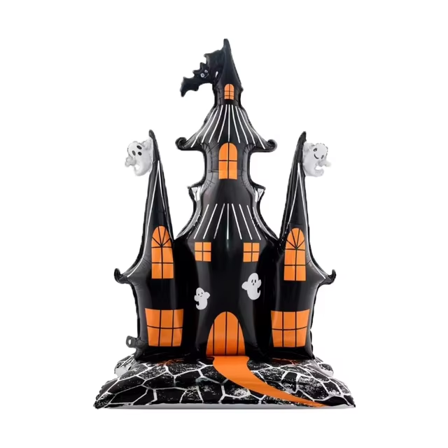 Halloween Haunted Manor Standing Foil Balloon — Gothic Party Centerpiece - Grab & Glow