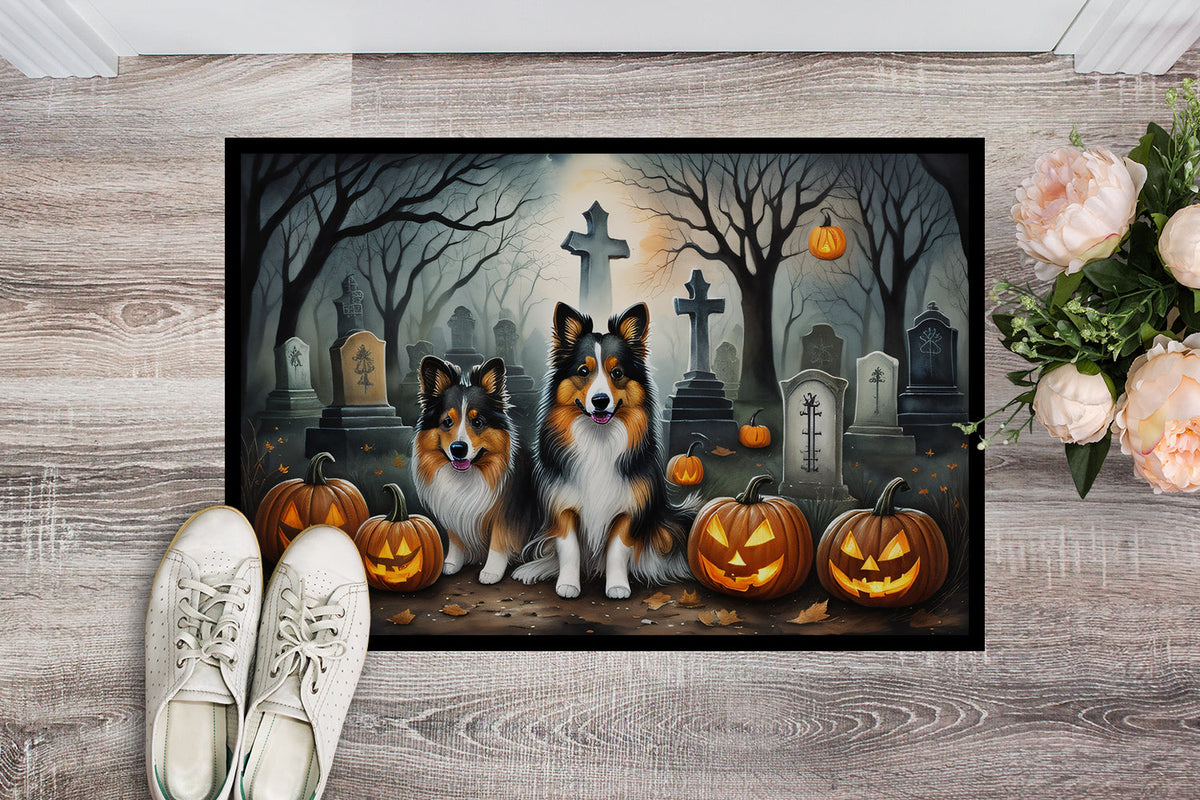 Sheltie Spooky Halloween Doormat - Grab & Glow