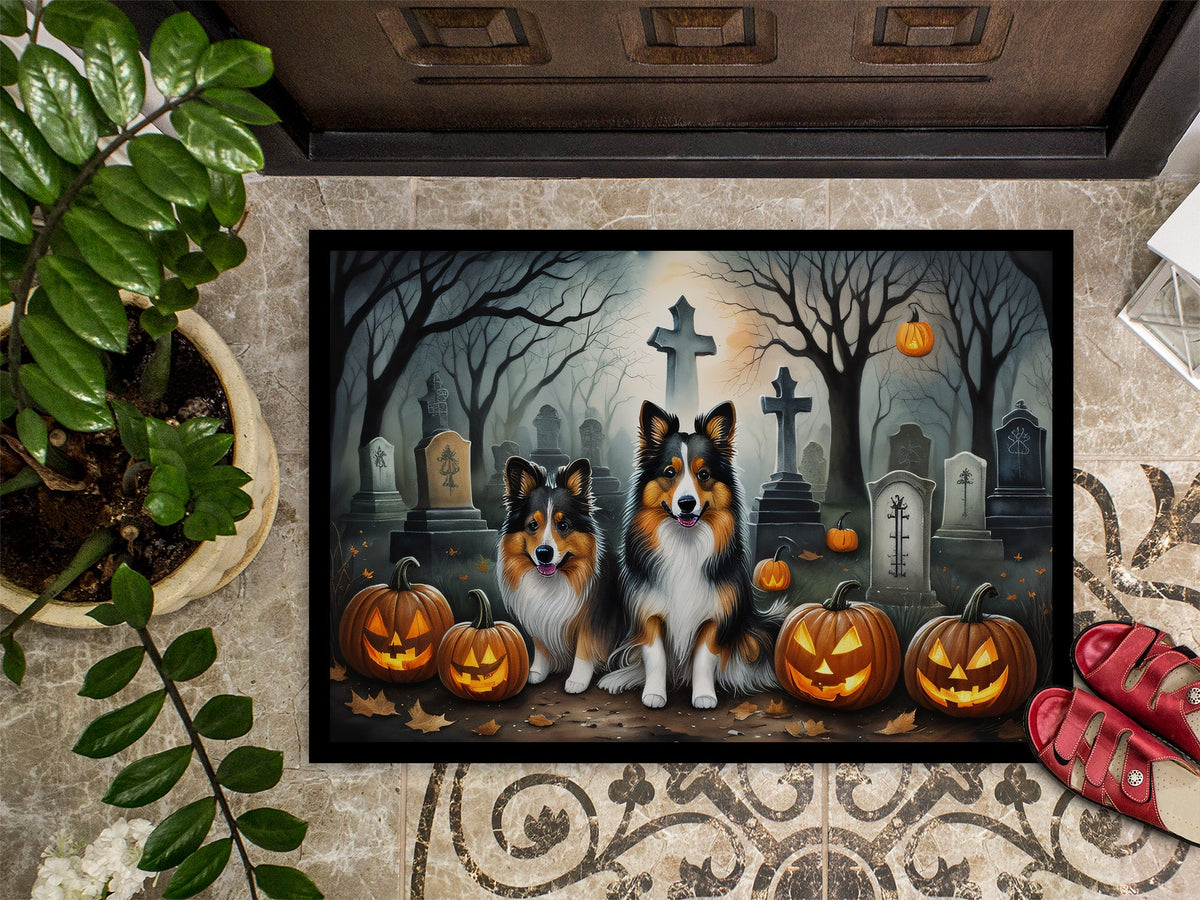 Sheltie Spooky Halloween Doormat - Grab & Glow