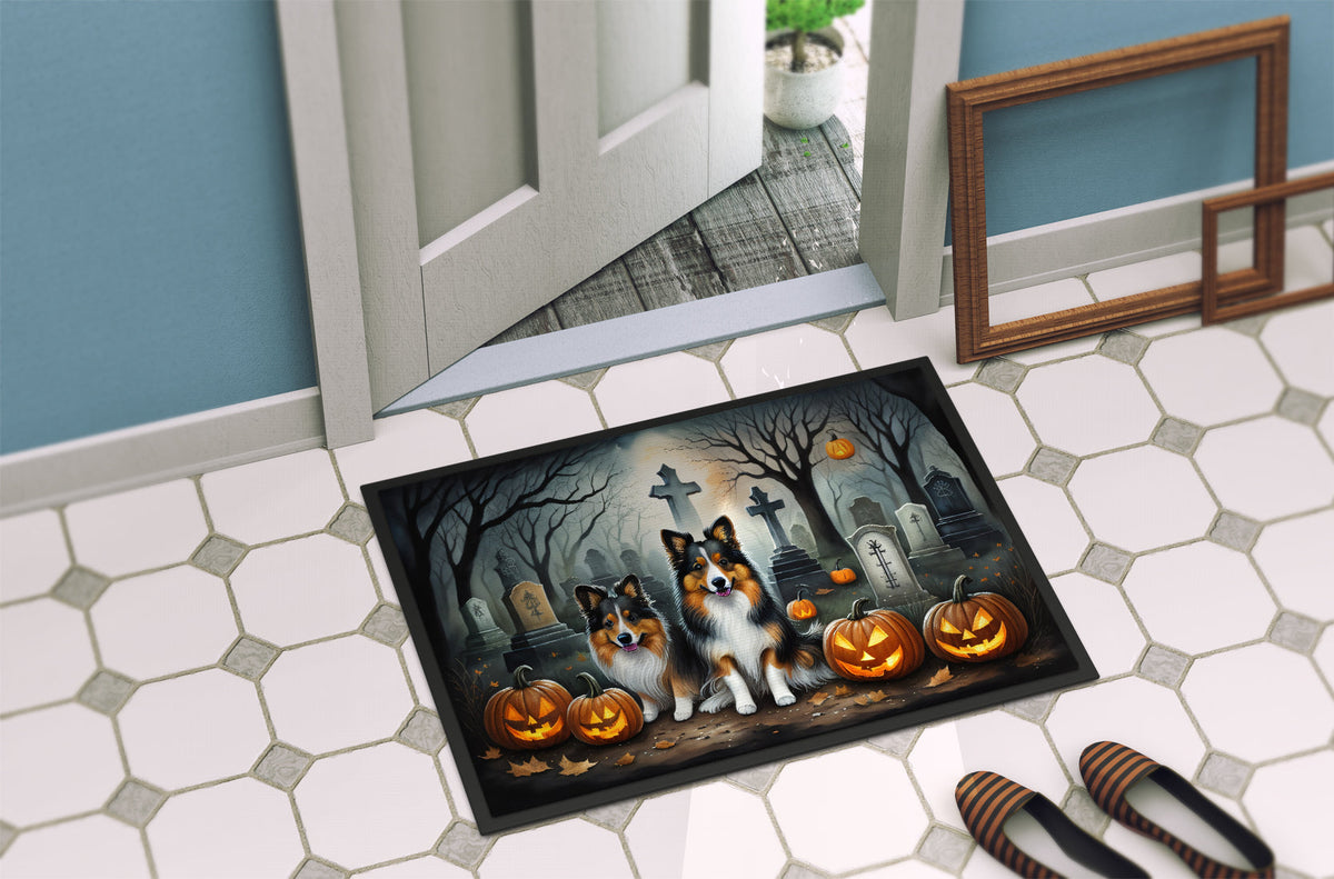 Sheltie Spooky Halloween Doormat - Grab & Glow