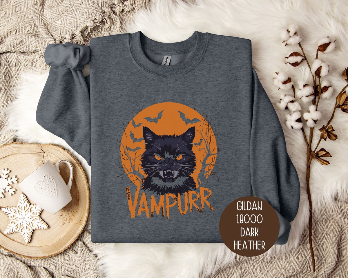 Vampurr Cat Halloween Sweatshirt - Grab & Glow