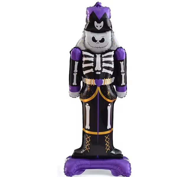 Halloween Purple Skeleton Standing Foil Balloon — Spooky Party Decoration - Grab & Glow