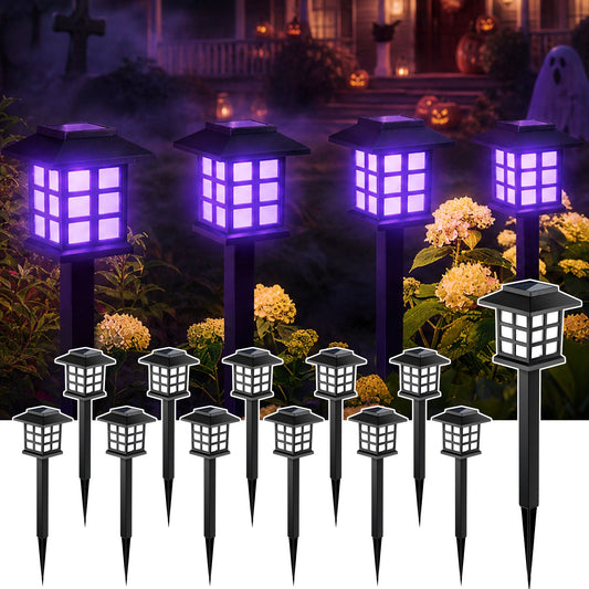 GIGALUMI Halloween Solar Lights Outdoor,12ps Purple Halloween Decorations - Grab & Glow