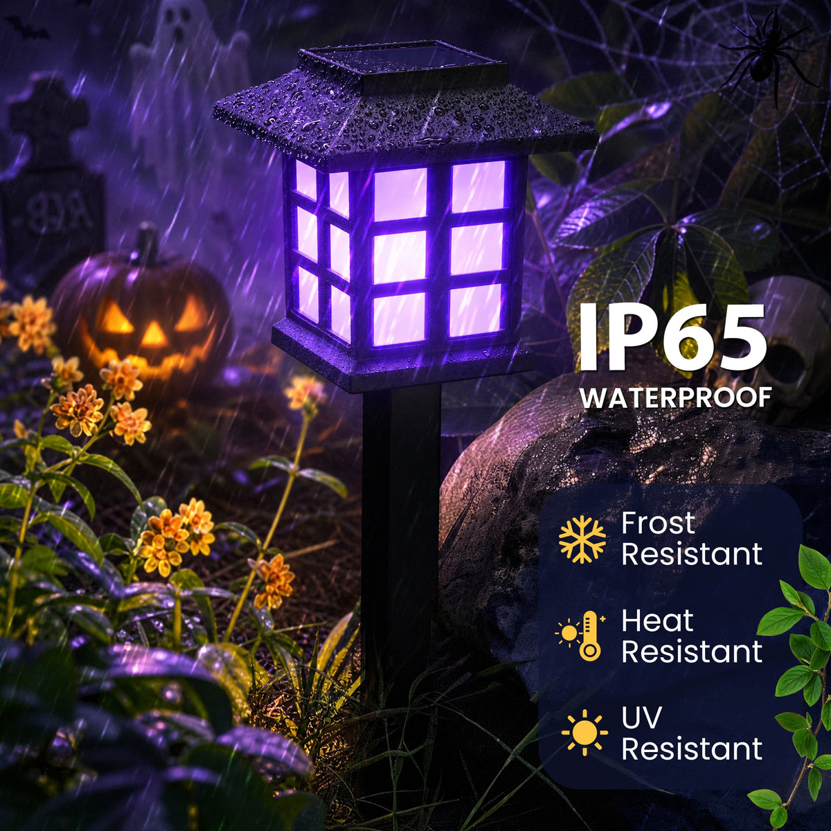 GIGALUMI Halloween Solar Lights Outdoor,12ps Purple Halloween Decorations - Grab & Glow