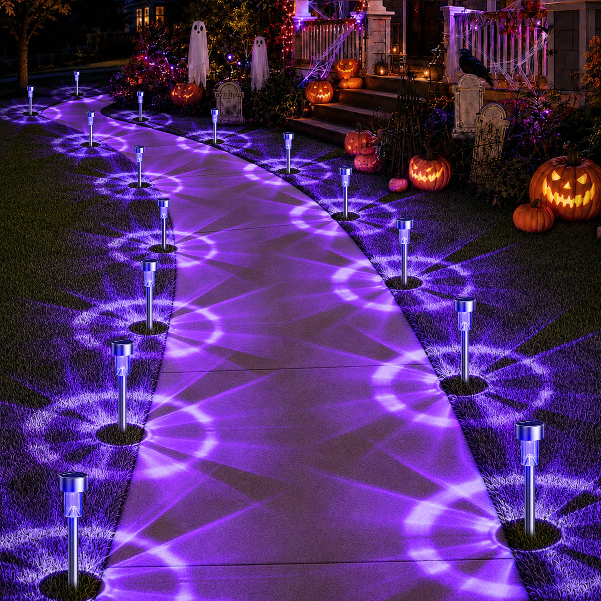 GIGALUMI Solar Halloween Lights Outdoor Waterproof Halloween Decor - Grab & Glow