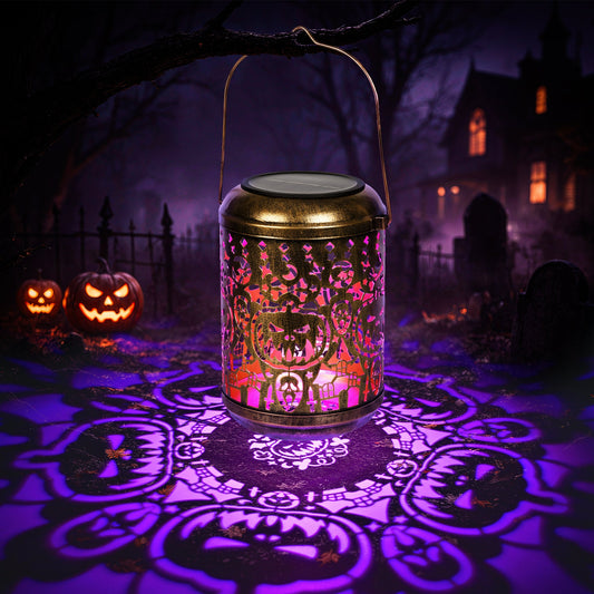 GIGALUMI Halloween Decorations 1-Pack Purple Solar Pumpkin Lights Outdoor - Grab & Glow