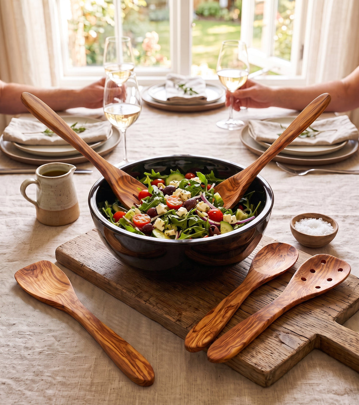 Olive Wood Kitchen Servers Set -5 pcs - Grab & Glow