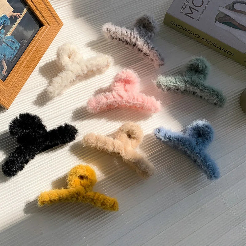 Fashion Hair Clips Female Hair Crabs Soft Girl Women Plush Hair Claws Hairgrips Elegant Headwear Woman Hair Accessories Ornament by Grab & Glow