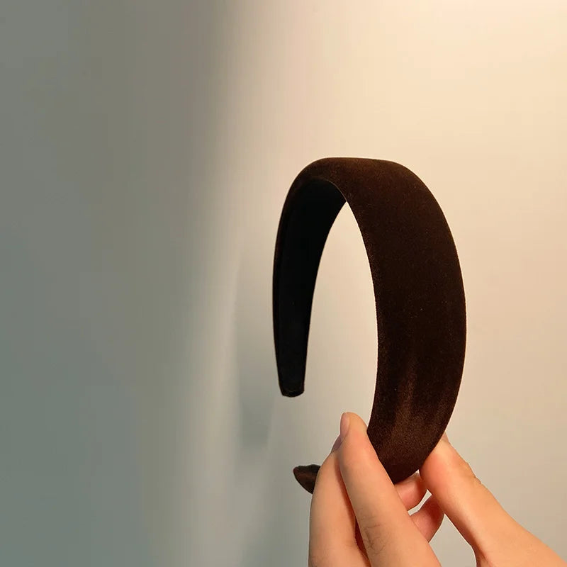 Winter Thick Black Headbands for Women Velvet Sponge Hairband Girls Wide Hair Bezel Elasticity Padded Headwear Hair Accessories by Grab & Glow