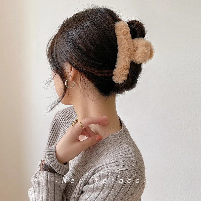 Fashion Hair Clips Female Hair Crabs Soft Girl Women Plush Hair Claws Hairgrips Elegant Headwear Woman Hair Accessories Ornament by Grab & Glow