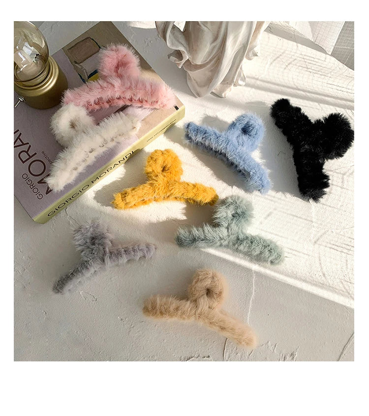 Fashion Hair Clips Female Hair Crabs Soft Girl Women Plush Hair Claws Hairgrips Elegant Headwear Woman Hair Accessories Ornament by Grab & Glow