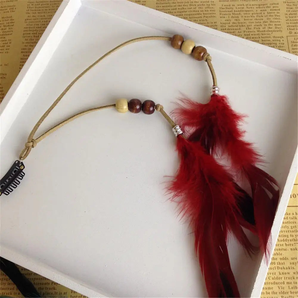 1 Pc New Women Girls Headdress Hair Ornaments BB Clip Feathers Indian Style Feather Hair Tassel Hair Piece Accessories Barrettes by Grab & Glow