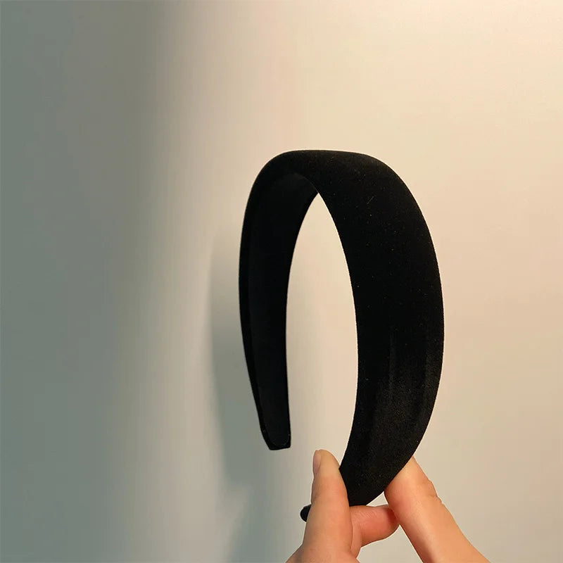 Winter Thick Black Headbands for Women Velvet Sponge Hairband Girls Wide Hair Bezel Elasticity Padded Headwear Hair Accessories by Grab & Glow