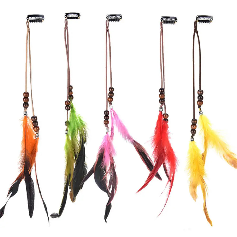 1 Pc New Women Girls Headdress Hair Ornaments BB Clip Feathers Indian Style Feather Hair Tassel Hair Piece Accessories Barrettes by Grab & Glow