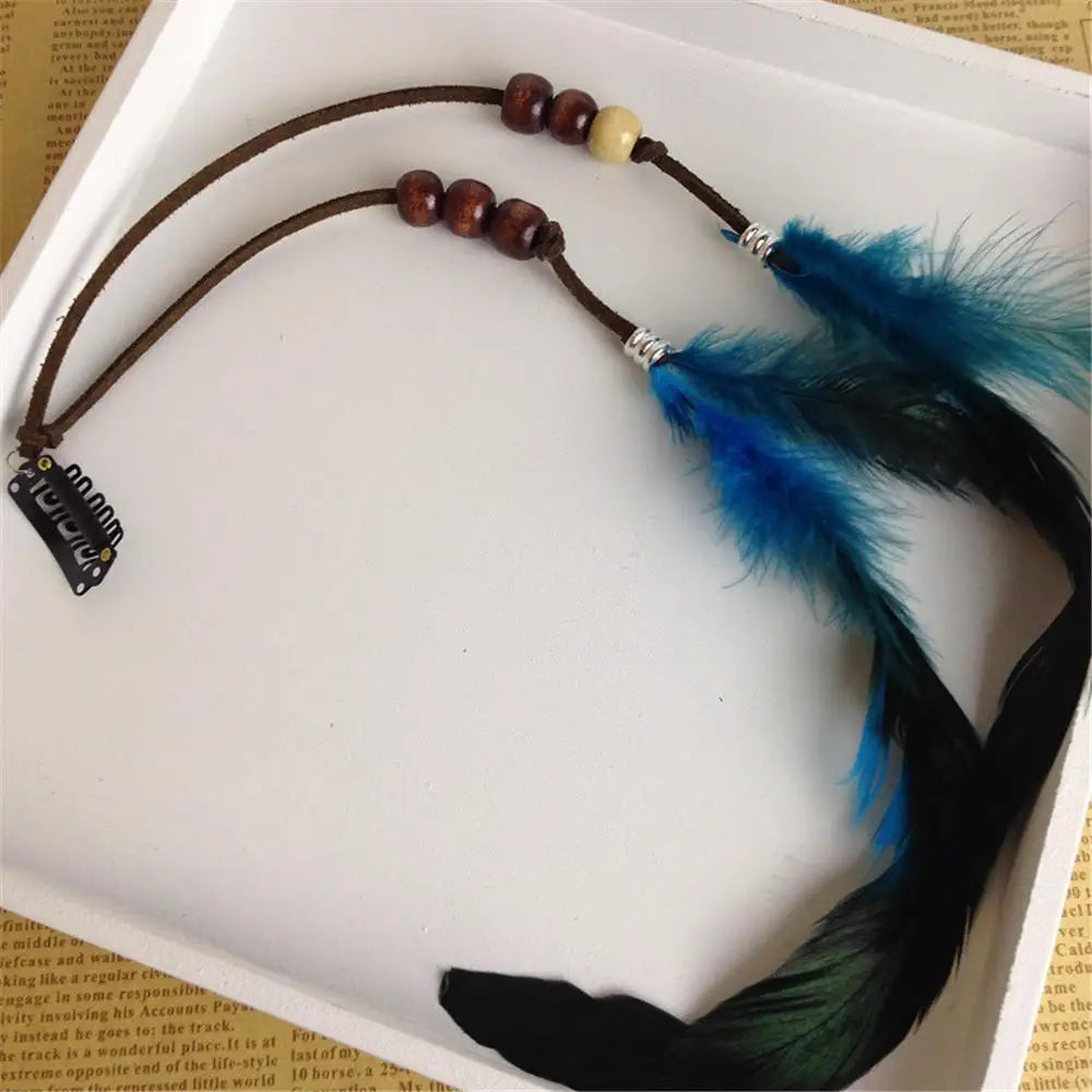 1 Pc New Women Girls Headdress Hair Ornaments BB Clip Feathers Indian Style Feather Hair Tassel Hair Piece Accessories Barrettes by Grab & Glow