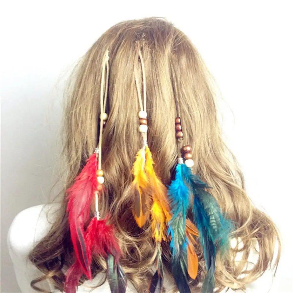 1 Pc New Women Girls Headdress Hair Ornaments BB Clip Feathers Indian Style Feather Hair Tassel Hair Piece Accessories Barrettes by Grab & Glow