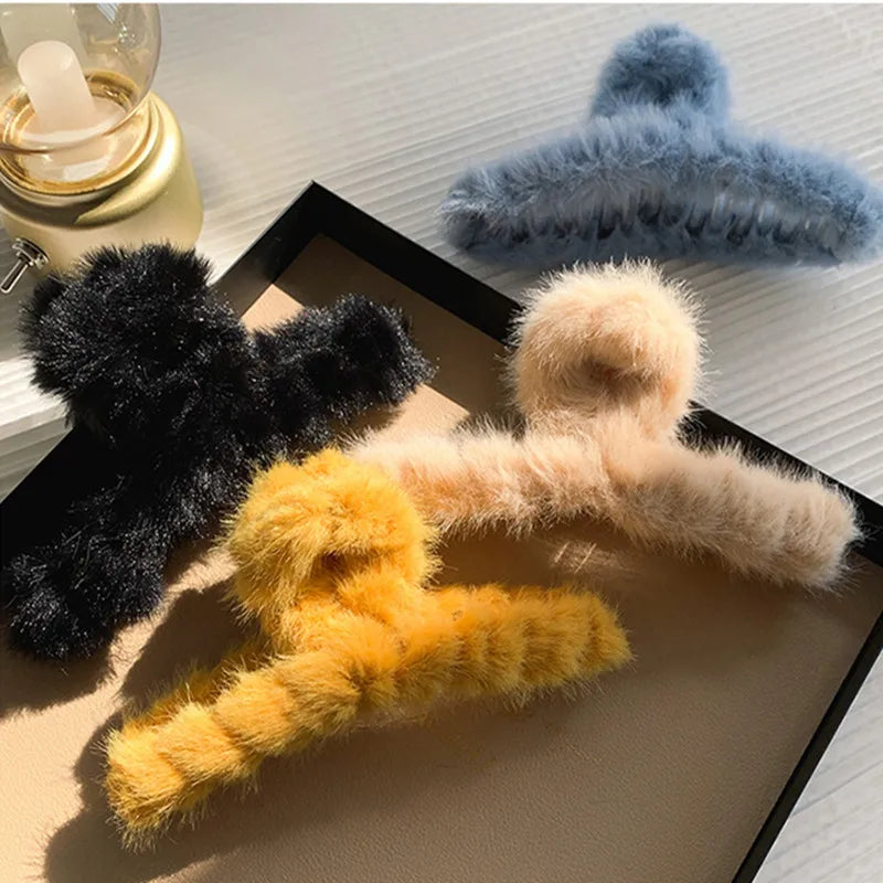 Fashion Hair Clips Female Hair Crabs Soft Girl Women Plush Hair Claws Hairgrips Elegant Headwear Woman Hair Accessories Ornament by Grab & Glow