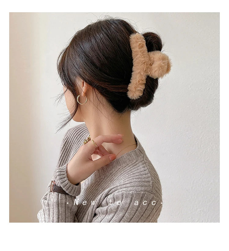 Fashion Hair Clips Female Hair Crabs Soft Girl Women Plush Hair Claws Hairgrips Elegant Headwear Woman Hair Accessories Ornament by Grab & Glow