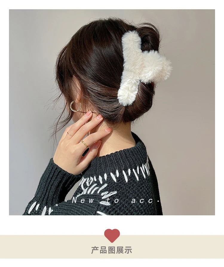 Fashion Hair Clips Female Hair Crabs Soft Girl Women Plush Hair Claws Hairgrips Elegant Headwear Woman Hair Accessories Ornament by Grab & Glow