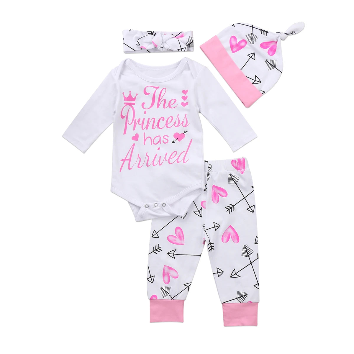 Citgeett Spring Newborn Kid Infant Baby Girls Clothes Long Sleeve Arrow Princess Jumpsuit Bodysuit+Pants Outfit Autumn Sweet Set by Grab & Glow