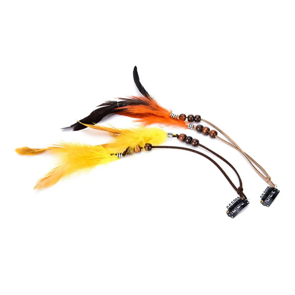 1 Pc New Women Girls Headdress Hair Ornaments BB Clip Feathers Indian Style Feather Hair Tassel Hair Piece Accessories Barrettes by Grab & Glow