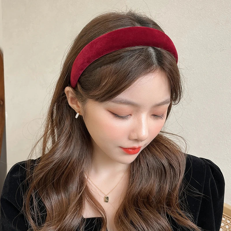 Winter Thick Black Headbands for Women Velvet Sponge Hairband Girls Wide Hair Bezel Elasticity Padded Headwear Hair Accessories by Grab & Glow