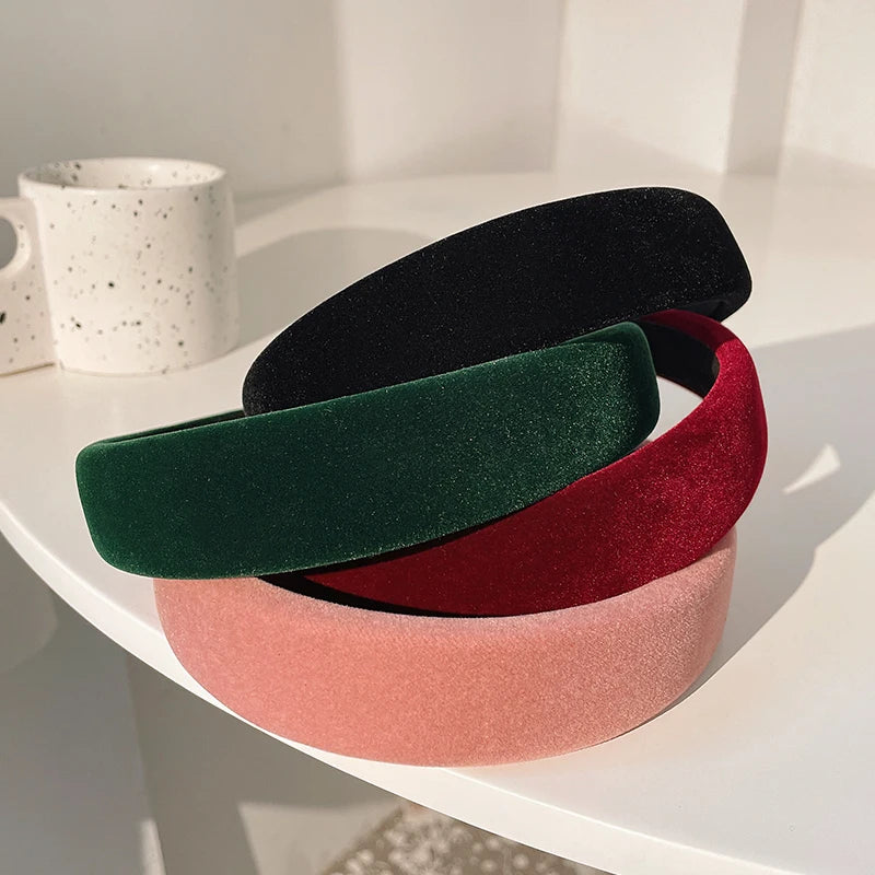 Winter Thick Black Headbands for Women Velvet Sponge Hairband Girls Wide Hair Bezel Elasticity Padded Headwear Hair Accessories by Grab & Glow