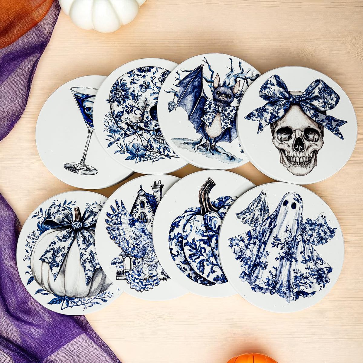 Chinoiserie Halloween Coasters - Grab & Glow