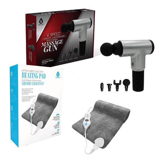 Ultimate Muscle Recovery & Pain Relief Bundle: 6 Speed Massage Gun & Electric Heating Pad - Grab & Glow