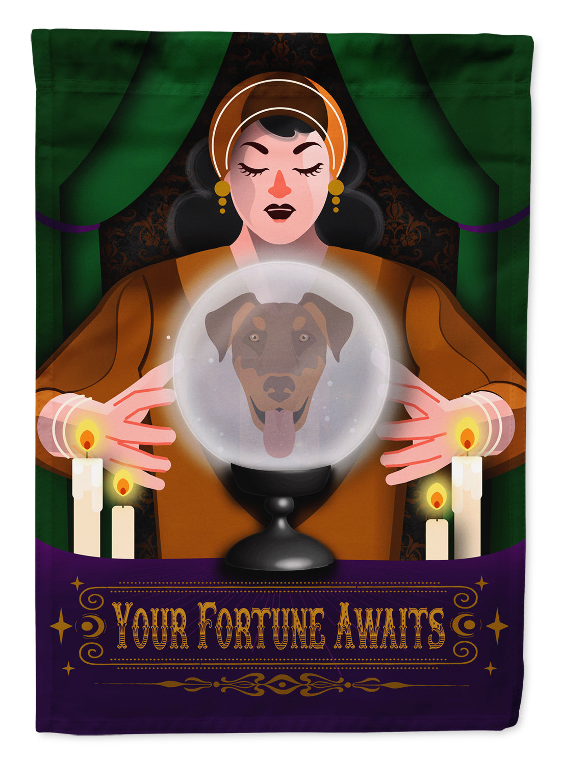 Doberman Halloween Garden Flag - Grab & Glow