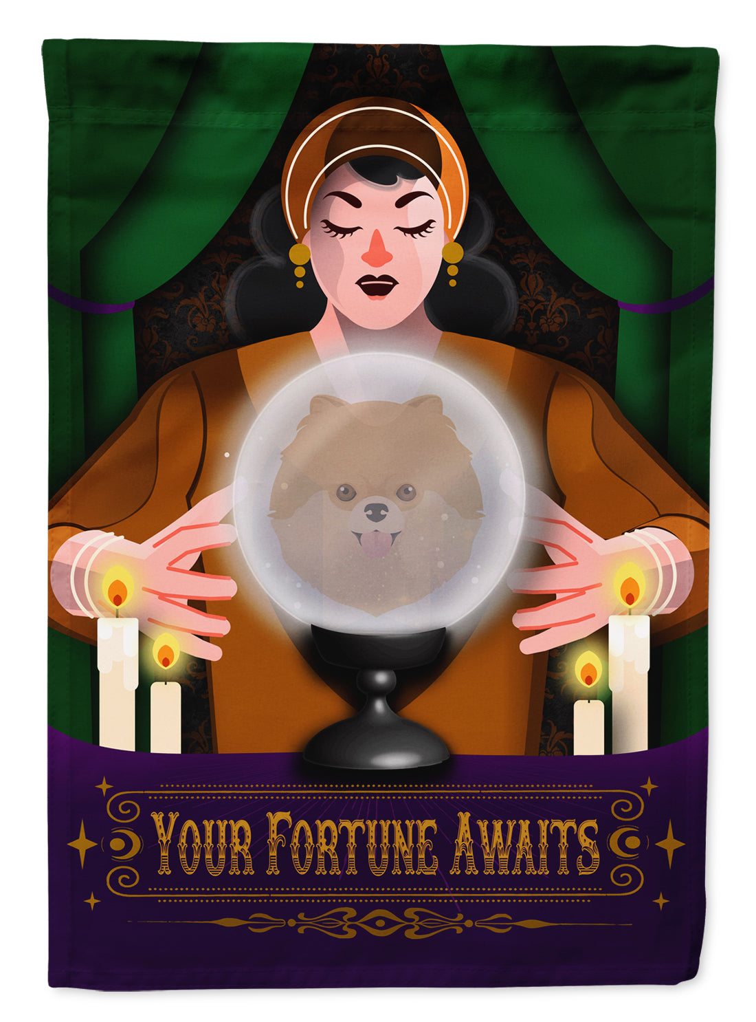 Pomeranian Halloween Garden Flag - Grab & Glow