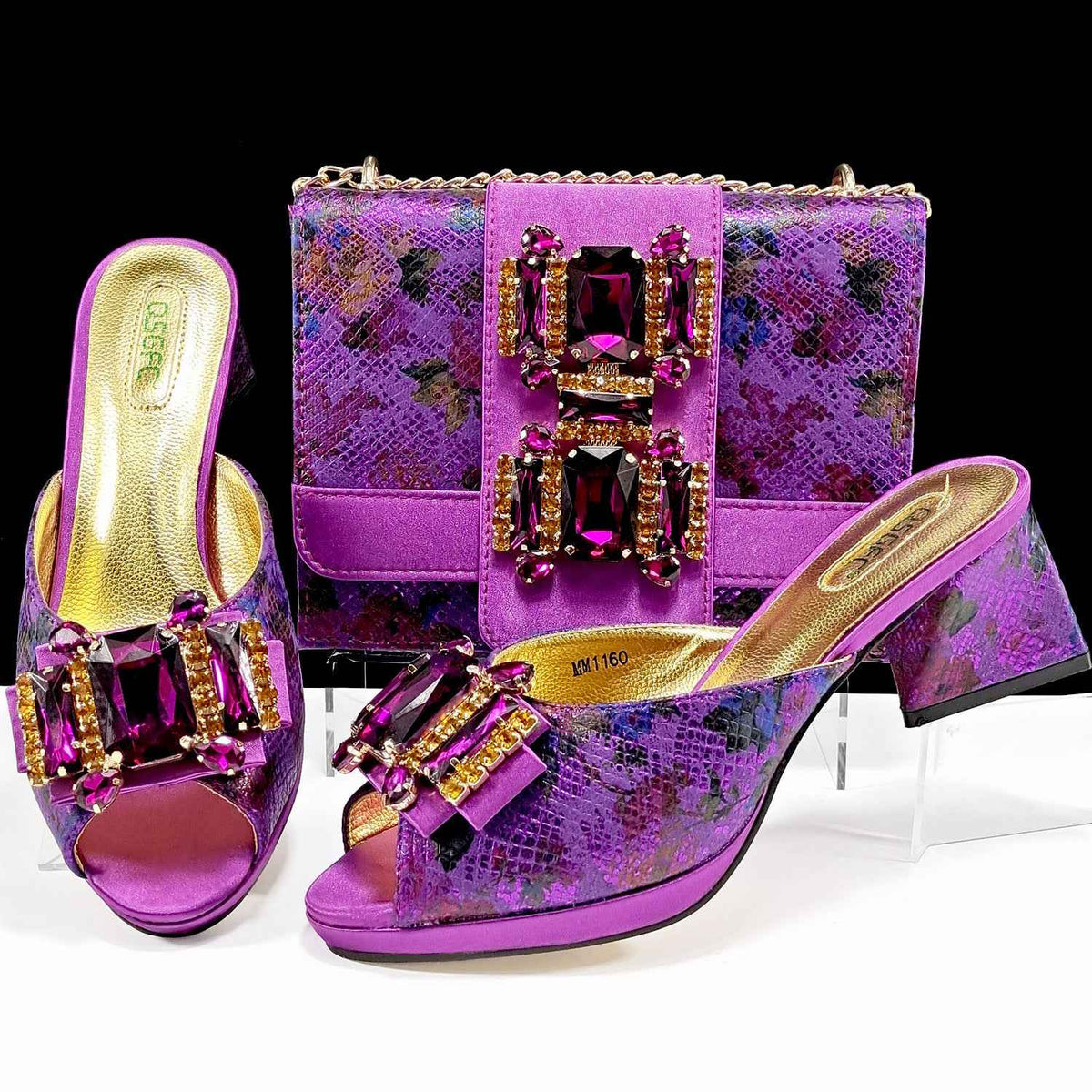 Cross-border Women Open Toe High Heel Slippers Snake-like Fabric Bright Eye Diamond Buckle Decoration Square Soft Bag Fashion Shoe Bag - Grab & Glow