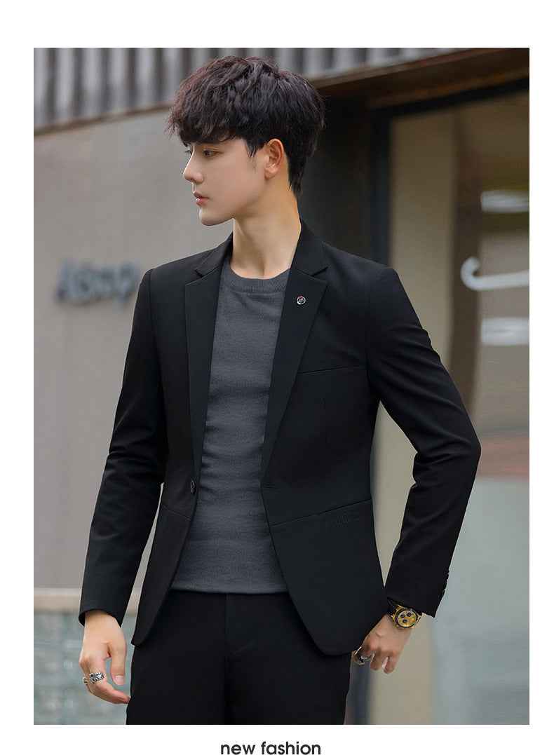 A 1.45kg Piece Set of Spring & Fall Casual Small Suit Jacket Men's Korean Style Slim Gray Formal Full Suit Suit - Grab & Glow