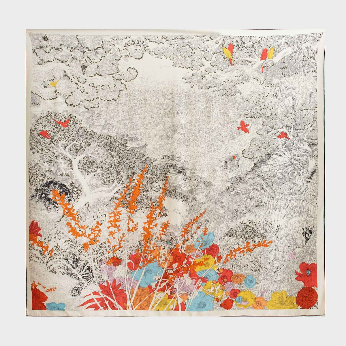 New Style Women's Silk Wool Scarf, Retro Printed Square Scarf, Sun Protection and Warm Neck Scarf, Dual-Use Decorative Scarf - Grab & Glow