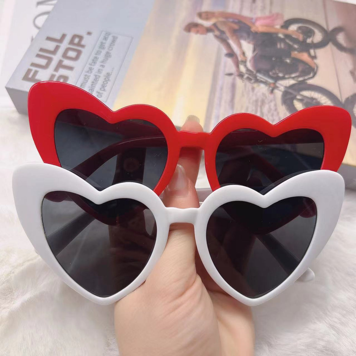 Personalized New European and American Sun Protection and Anti-Uv Sunglasses, Trendy and Fashionable Peach Heart Sunglasses, Internet Celebrity Cat-Eye Glasses - Grab & Glow