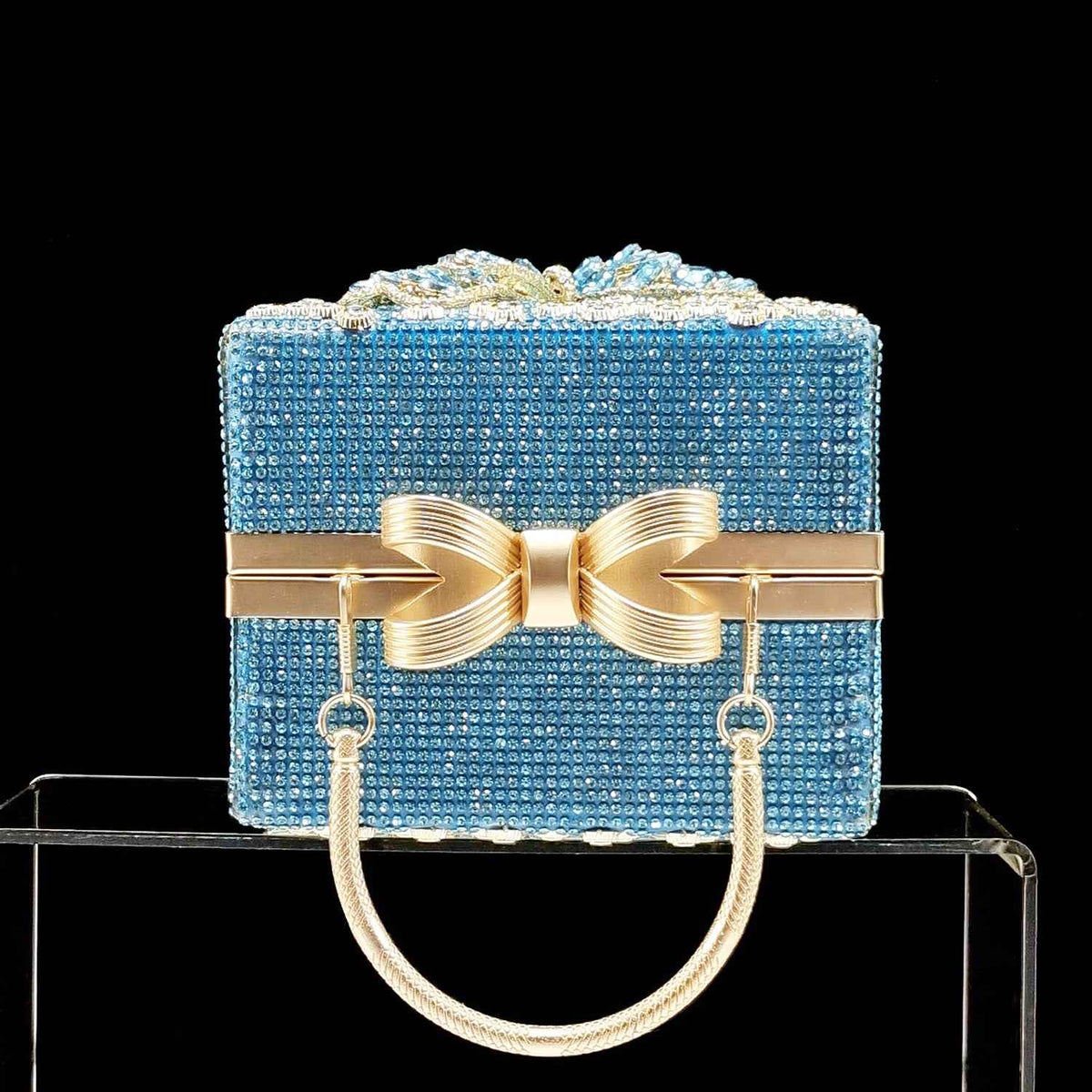 Cross-border Pointed Toe Women's Shoe Bag suit Diamond Chain Decoration Gift Box-shaped Clutch Bag Fashionable Exquisite Bow - Grab & Glow