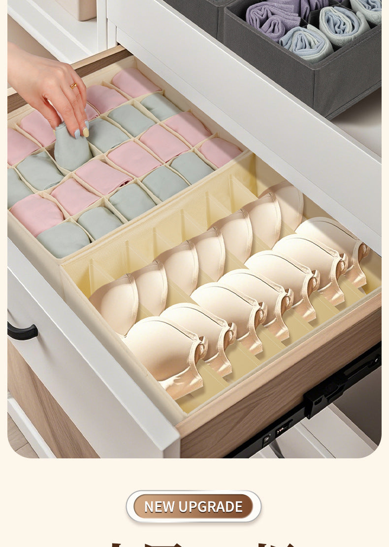 Fabric Underwear Storage Box with Compartments for Home Use, Drawer-Style Storage with Dividers for Organizing Socks - Grab & Glow