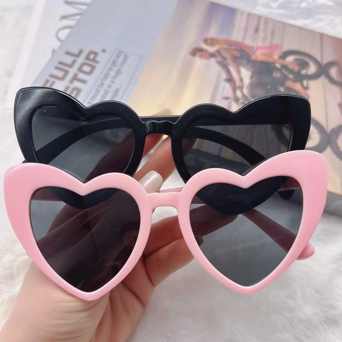 Personalized New European and American Sun Protection and Anti-Uv Sunglasses, Trendy and Fashionable Peach Heart Sunglasses, Internet Celebrity Cat-Eye Glasses - Grab & Glow