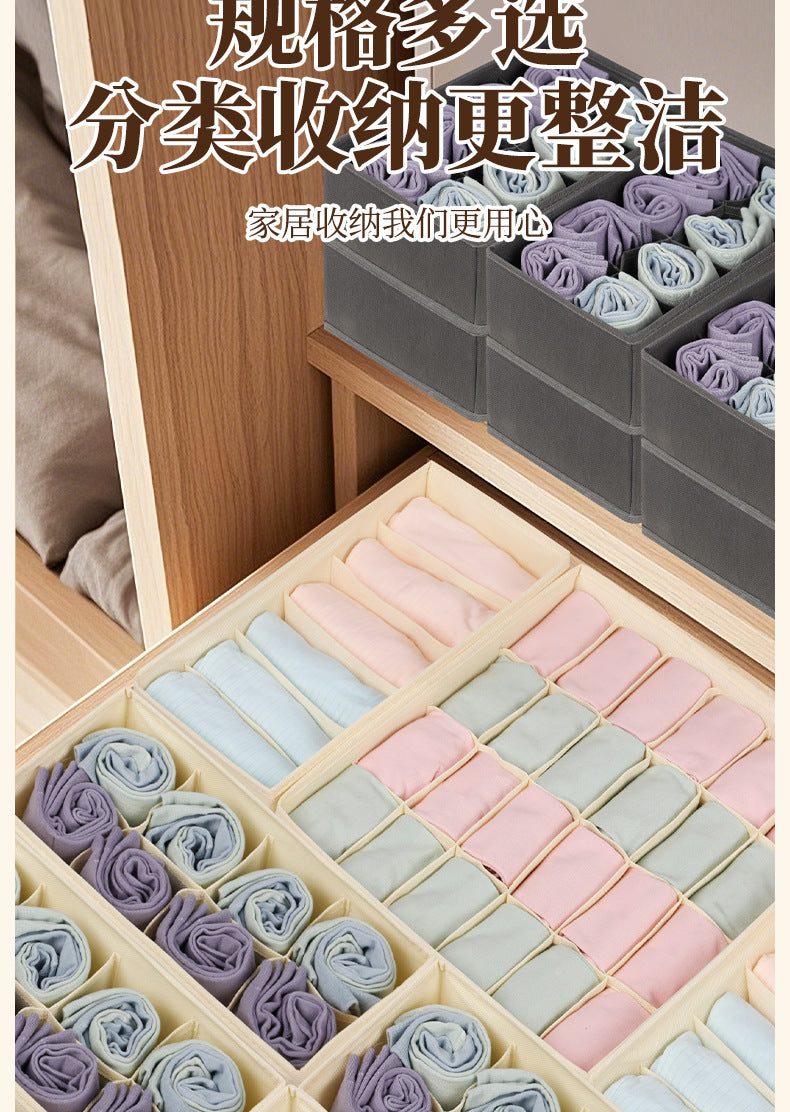 Fabric Underwear Storage Box with Compartments for Home Use, Drawer-Style Storage with Dividers for Organizing Socks - Grab & Glow