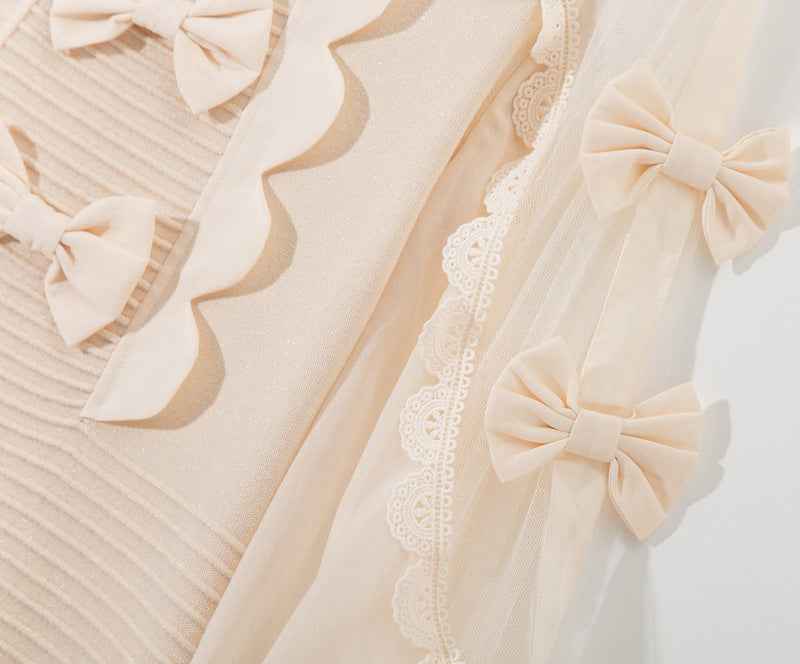 L6790 2025 Autumn Women's New Half-Turtleneck Bow Decoration Color-Block Lantern Long Sleeve Dress - Grab & Glow