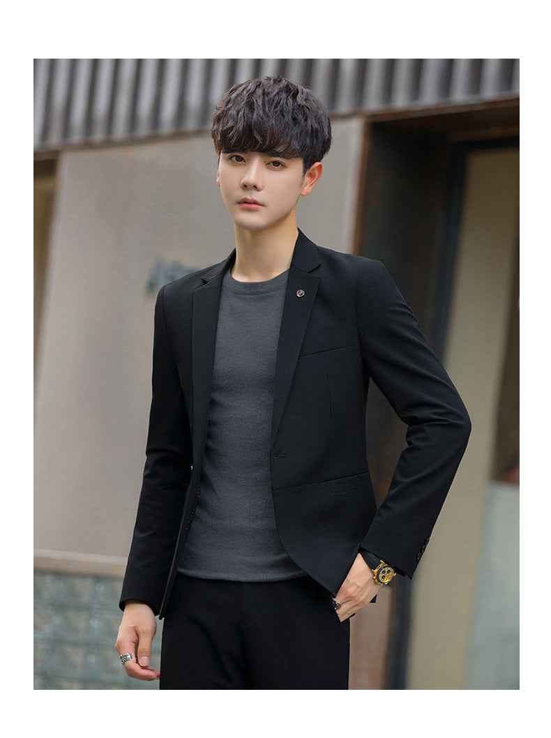A 1.45kg Piece Set of Spring & Fall Casual Small Suit Jacket Men's Korean Style Slim Gray Formal Full Suit Suit - Grab & Glow