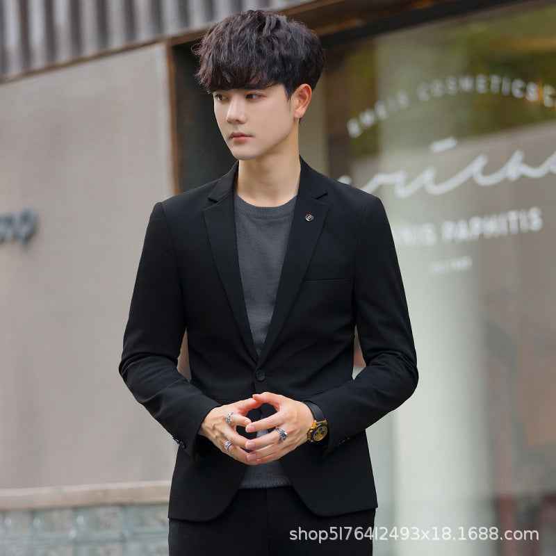 A 1.45kg Piece Set of Spring & Fall Casual Small Suit Jacket Men's Korean Style Slim Gray Formal Full Suit Suit - Grab & Glow