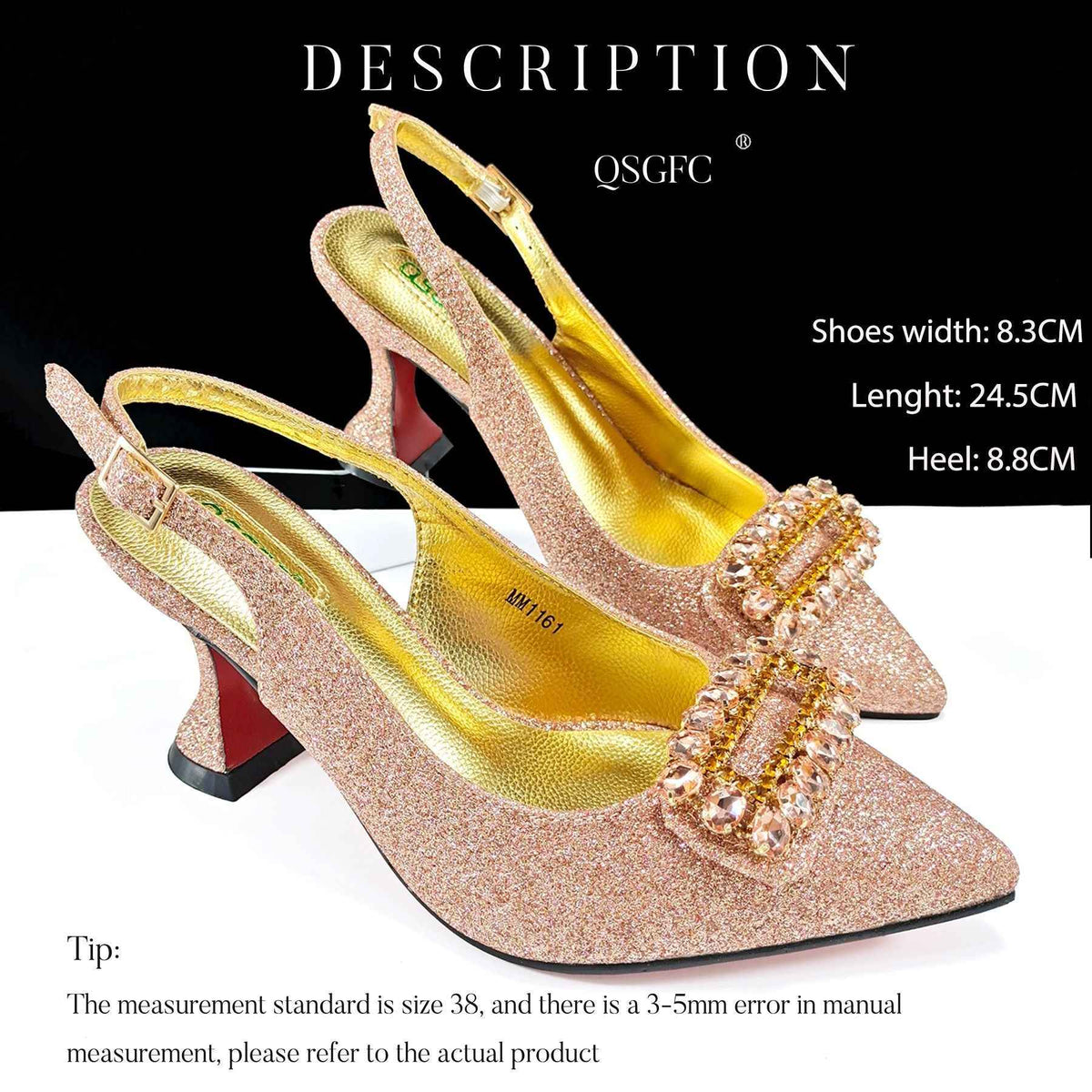 Foreign Trade Women's Shoe Bag suit Square Diamond Buckle Decorative Pointed High Heels Fashion Simple Banquet Style suit - Grab & Glow