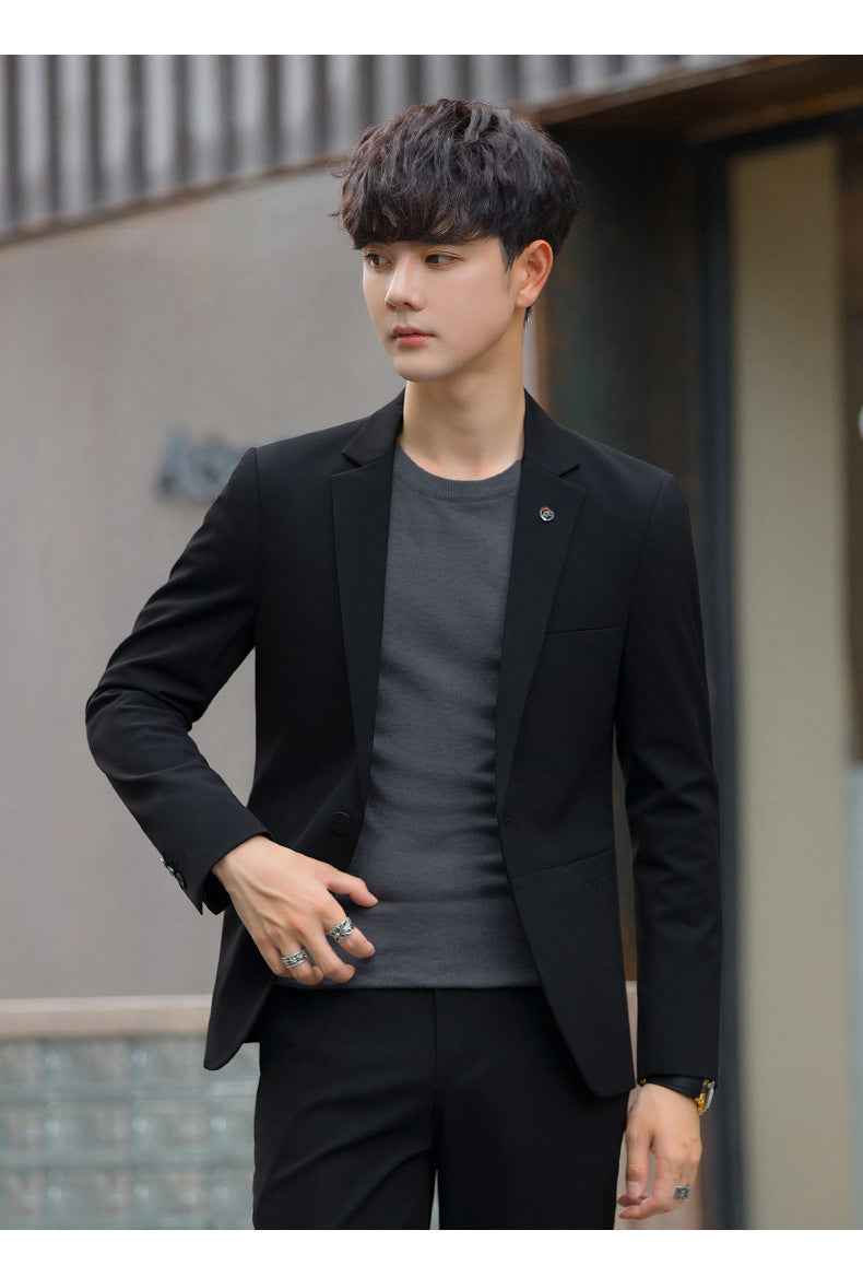A 1.45kg Piece Set of Spring & Fall Casual Small Suit Jacket Men's Korean Style Slim Gray Formal Full Suit Suit - Grab & Glow